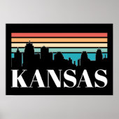 Retro  Kansas City Silhouet Skyline Poster (Voorkant)