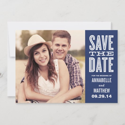 Retro Kant Streep | Bewaar de Datum Mededeling Save The Date (Voorkant)