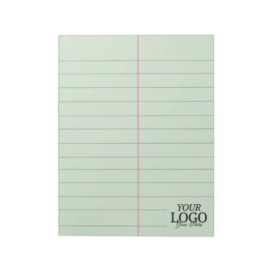 Retro Kantoor Green Steno Papier 8.5 x 11 met Logo Notitieblok (Linkerzijde)