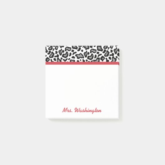 Retro Kantoor Leopard Teacher's Post It Notes Gift (Voorkant)