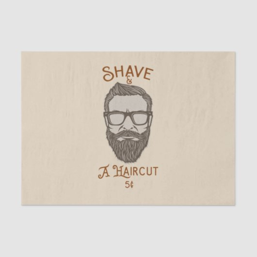 Retro Kapperszaak Grafisch Type Scheer & Kapsel Tissuepapier (Voorkant)
