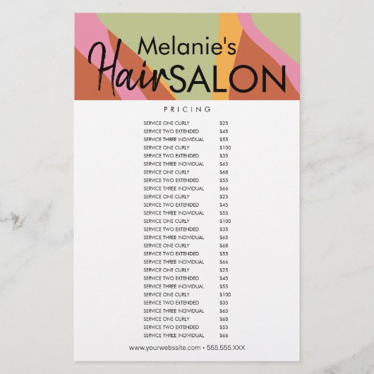 Retro kapsalon flyer prijzenlijst golven (Voorkant)