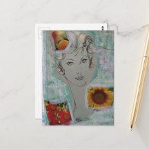 Retro kapsel vrouw en bloemen collage