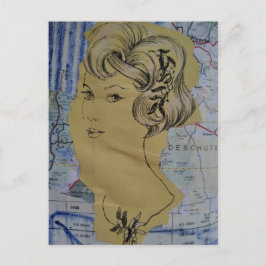 Retro kapsel vrouw en kaartcollage briefkaart