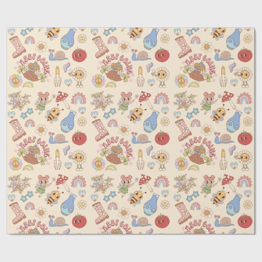 Retro karakterpatroon inpakpapier (Vlak)