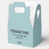 Retro Karaoke Nachtfeest Blauwgroen & Cream Verjaa Bedankdoosjes (Geopend)