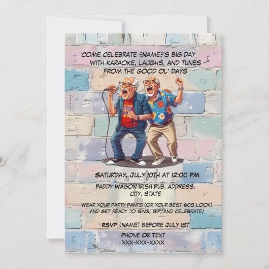 Retro Karaoke Verjaardag-80s Music Party Kaart (Voorkant)