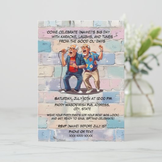 Retro Karaoke Verjaardag-80s Music Party Kaart (Staand voorkant)