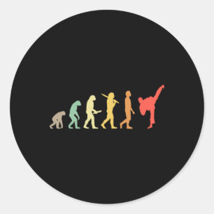 Retro Karate Evolution Gift for Karateka Ronde Sticker