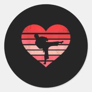 Retro Karate Judo Hart Valentijn Martial Art Boys Ronde Sticker