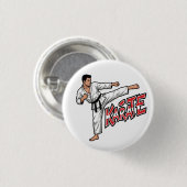 Retro Karate Martial Arts Fighter High Kick Button (Voorkant /achterkant)