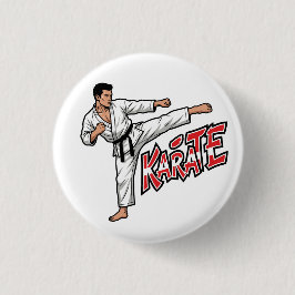 Retro Karate Martial Arts Fighter High Kick Button