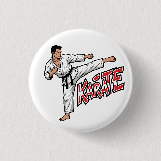 Retro Karate Martial Arts Fighter High Kick Button (Voorkant)