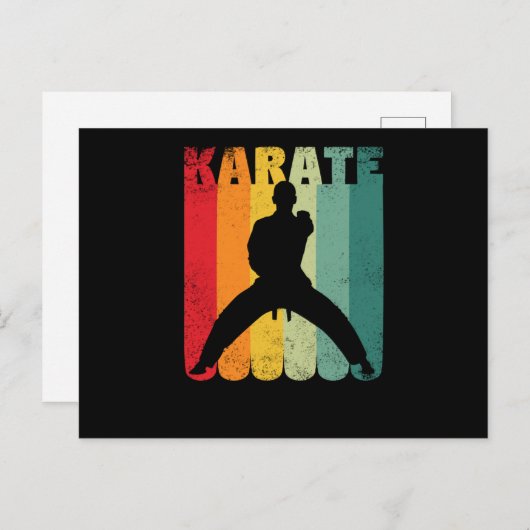 Retro  karate silhouette 70s 80s briefkaart (Voorkant / Achterkant)
