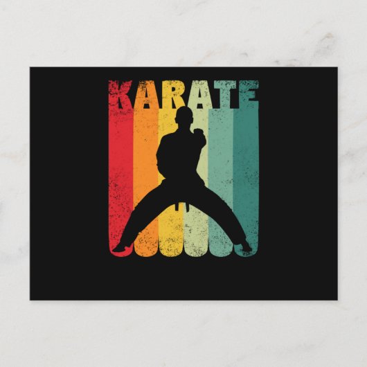 Retro  karate silhouette 70s 80s briefkaart (Voorkant)