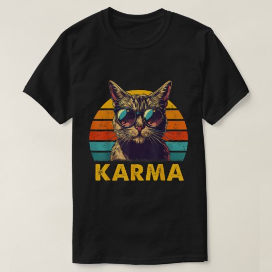 Retro Karma Cool Cat Design T-shirt (Design voorkant)