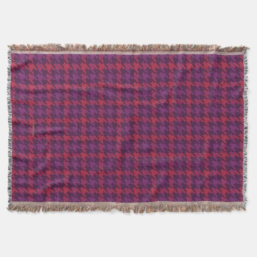 Retro karmozijnrood paars houndstooth geruit patro deken (Voorkant)