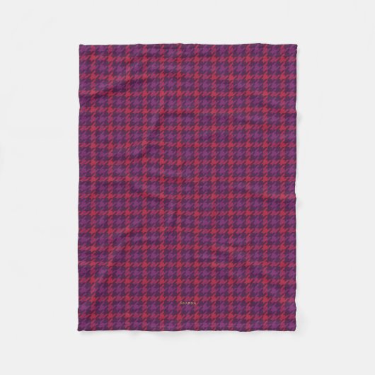 Retro karmozijnrood paars houndstooth geruit patro fleece deken (Voorkant)