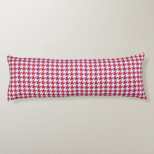 Retro karmozijnrood paars houndstooth geruit patro lichaamskussen (Achterkant)