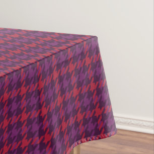 Retro karmozijnrood paars houndstooth geruit patro tafelkleed