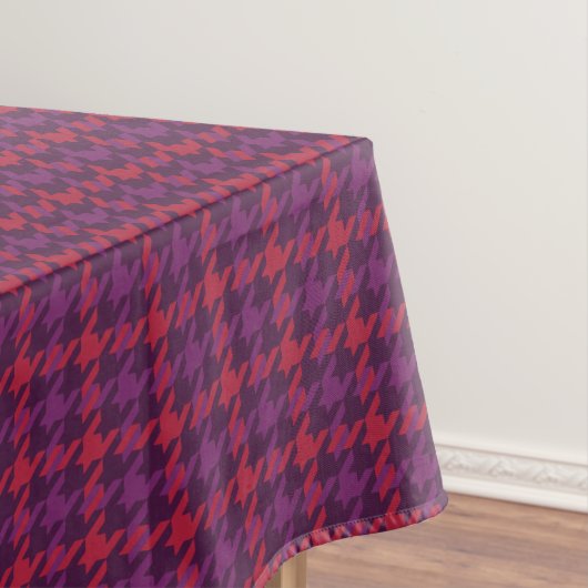 Retro karmozijnrood paars houndstooth geruit patro tafelkleed (Voorbeeld)