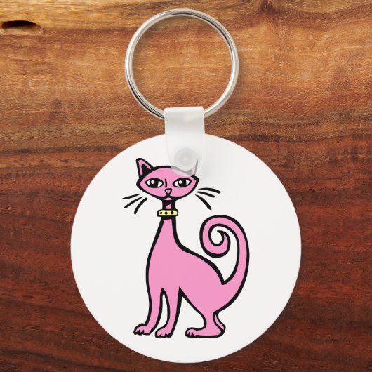 Retro Kat - Aangepast Sleutelhanger (Voorkant)