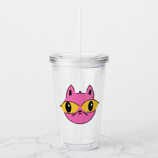 Retro Kat Acryl Drinkbeker (Voorkant)