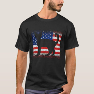 Retro Kat Amerikaanse Vlag Dier 4 Juli Vrouwen Me T-shirt