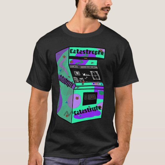Retro Kat Arcade Kabinet Catastrofe T-shirt (Voorkant)