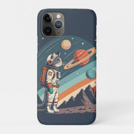 Retro kat astronaut kosmische ruimte-illustratie Case-Mate iPhone case
