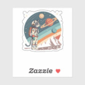 Retro kat astronaut kosmische ruimte illustratie sticker (Vel)
