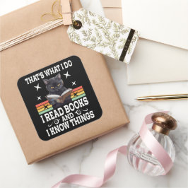 Retro Kat Boeken De Lezer Halloween Leescadeau Vierkante Sticker