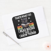 Retro Kat Boeken De Lezer Halloween Leescadeau Vierkante Sticker (Envelop)