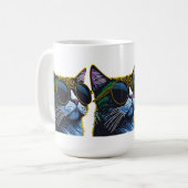 Retro Kat: Charme van Gele Bril Koffiemok (Voorkant links)