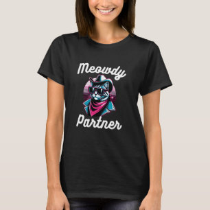 Retro kat cowboy Western Meowdy partner Grappige k T-shirt