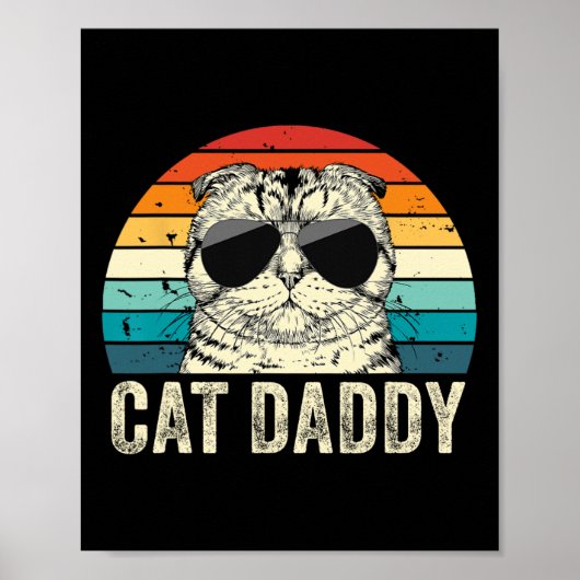 Retro Kat Daddy Verdrietig Schots Fold C Poster (Voorkant)