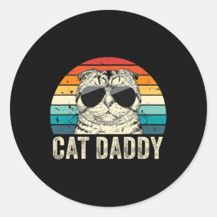 Retro Kat Daddy Verdrietig Schots Fold C Ronde Sticker