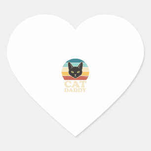 Retro Kat Daddy Zwarte Kat Vintage Zonsondergang S Hart Sticker