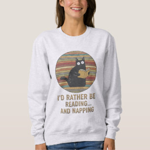 Retro kat die boeken leest cadeau voor kattenliefh trui
