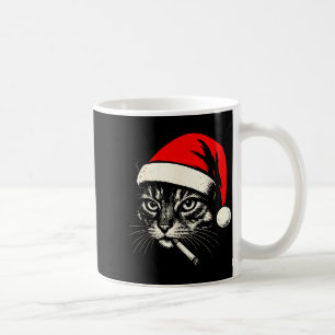 Retro kat die sigaret rookt Kerstmis kat Sinterkla Koffiemok