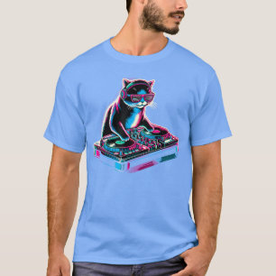 Retro Kat DJ Disco Party Muziek Cadeau Grappige Ka T-shirt