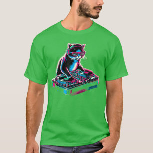 Retro Kat DJ Disco Party Muziek Cadeau Grappige Ka T-shirt