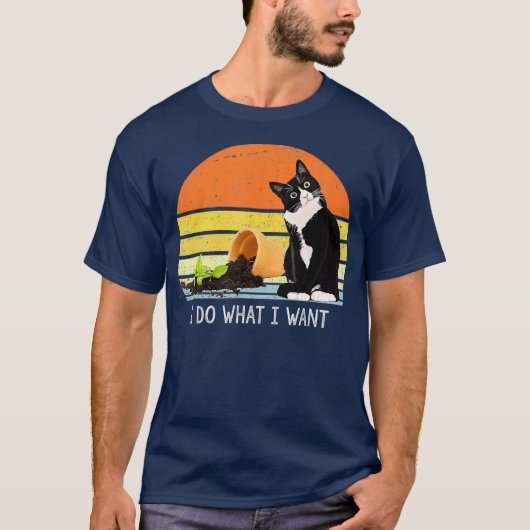 Retro kat- en plant-liefhebbers, idee i t-shirt (Voorkant)