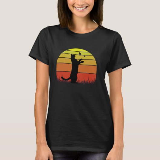 Retro kat en vlinders T-shirt (Voorkant)