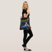 Retro kat: gele glazen charme tote bag (Op model)