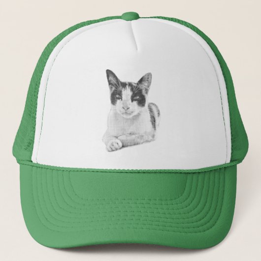 Retro Kat Halftone Trucker Pet (Voorkant)
