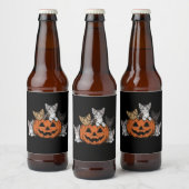 Retro kat Halloween jaren 90 griezelig seizoen  Bier Etiket (Flessen)