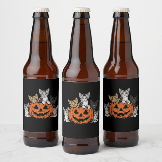 Retro kat Halloween jaren 90 griezelig seizoen Bier Etiket (Flessen)