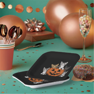 Retro kat Halloween jaren 90 spookseizoen Papieren Bordje
