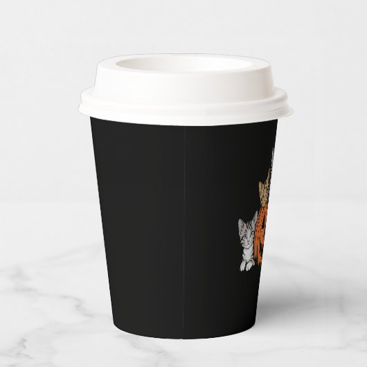 Retro kat Halloween uit de jaren 90 Griezelseizoen Papieren Bekers (Rechts)